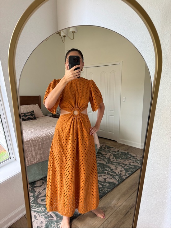 FARM Rio Dresses & Skirts - Farm Rio Eyelet Cutout Ring Maxi Dress Brown Caramel NWT Size S
